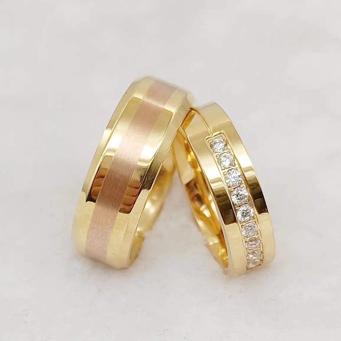 High Quality Designer Matching Marriage Lovers Women Jewelry Rings set Mens 18k gold plated Promise wedding rings fo